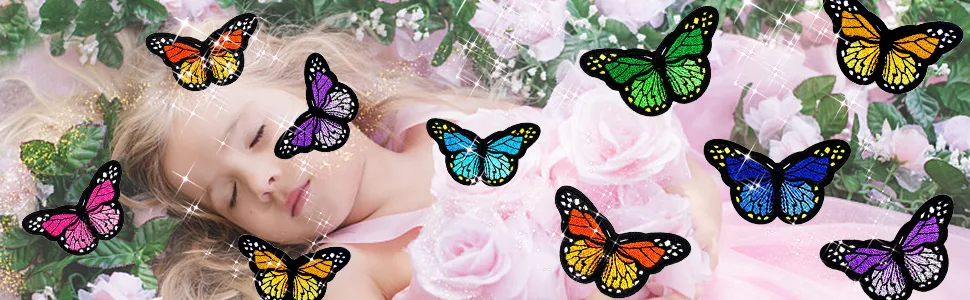 60pcs Butterfly Iron on Patches, 2 Size Embroidered Sew Applique Repair Patch - butterfly patches