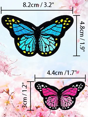 60pcs Butterfly Iron on Patches, 2 Size Embroidered Sew Applique Repair Patch - butterfly patches