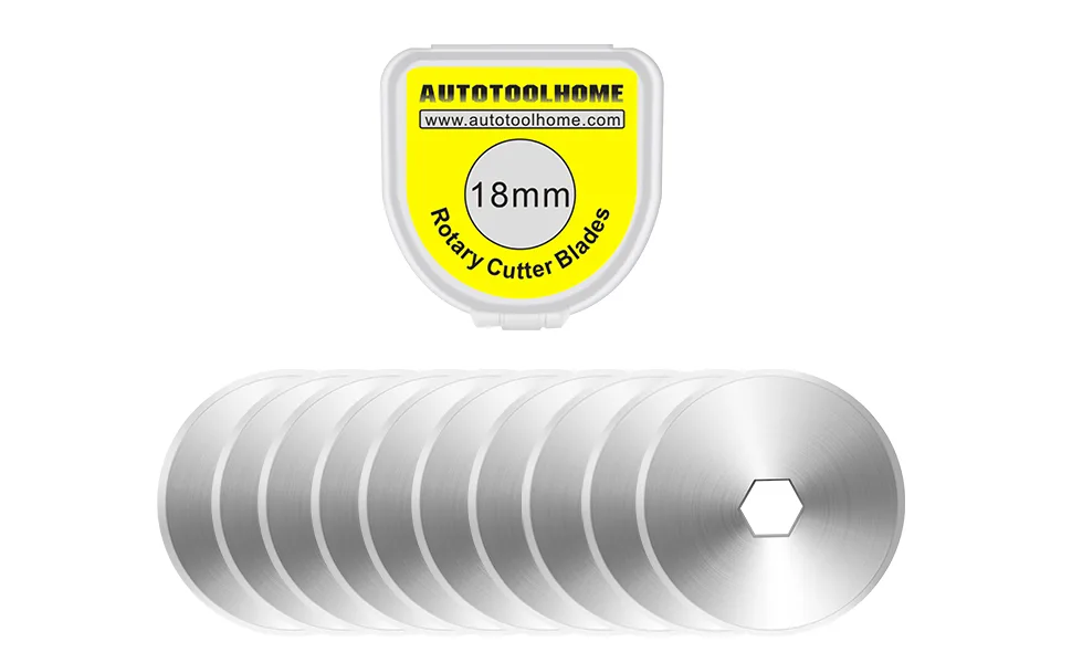 AUTOTOOLHOME 18mm Rotary Cutter Blades 10 Pack Replacement Rotary Blades Cutting Fabric Paper Quilting Scrapbooking Sewing Patchwork Tool - autotoolhome rotary cutter blades