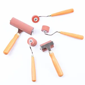 BANLTRE Rubber Brayer Roller for Printmaking, Ideal for Anti Skid Tape Construction Tools, Print,Craft Stamping Brayers for Wallpapers and Scrapbooks (0.4") - Advanced new wood rolling series Rubber Brayer Roller