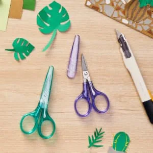 Beaditive Detail Craft Scissors Set (2 Pc.) Curved and Straight, Sharp, Compact | Sewing, Embroidery, Paper Cutting, Crafting | Stainless Steel | Protective Cover - canva 400