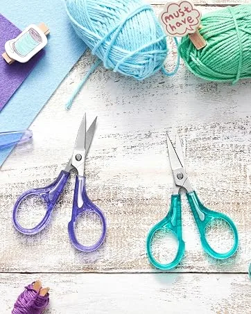 Beaditive Detail Craft Scissors Set (2 Pc.) Curved and Straight, Sharp, Compact | Sewing, Embroidery, Paper Cutting, Crafting | Stainless Steel | Protective Cover - S-709 life style picture