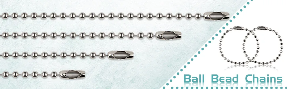 BronaGrand 150pcs 100mm Long Bead Connector Clasp 2.4 mm Diameter Ball Bead Chains Keychain Tag Key Rings - Ball Bead Chaion
