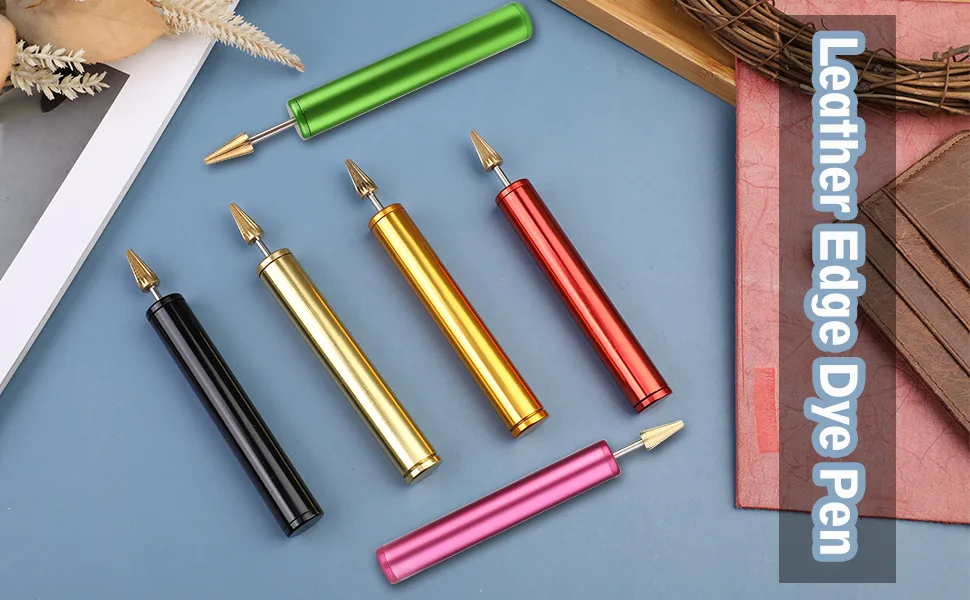BUTUZE Convenient Leather Edge Dye Pen, Colorful Edge Roller Applicator,Essential Leather Edge Printing Tool for Leather Craft DIY,Leather Working,Leather Making Black - dye pen