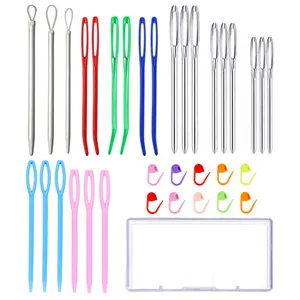 24pcs Yarn Needle Tapestry Needles,Darning Needle Yarn Needles,Big Eye Blunt Knitting Needles with Stitch Markers for Knitting Crocheting - yarn needle