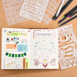 30 PCS Journal Stencils, Planner Stencils for Bullet Dot Journal Notebook Diary Scrapbook Drawing Template Dot Journal Stencil 4x7 Inch - journal stencils