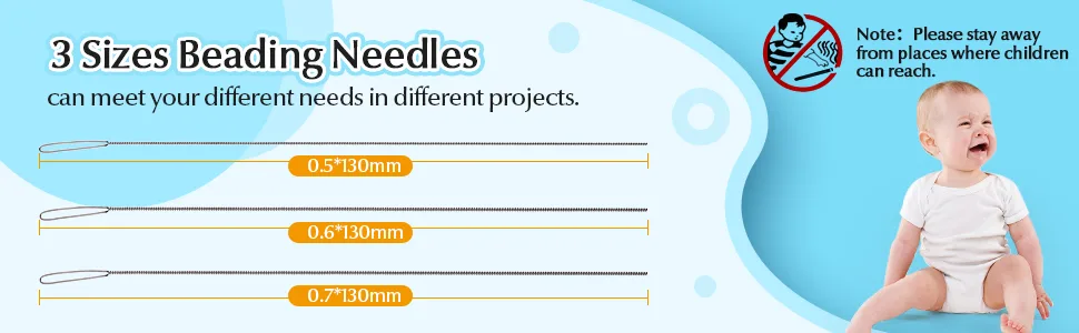 Chuangdi Beading Needles 6 Pieces Stainless Steel Needle Large Big Eye Collapsible Embroidery Beading Needle Thread Sewing Needles Needle Bottle, Assorted Size - product information 2