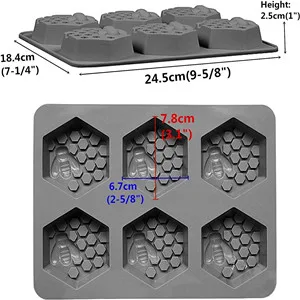 DD-life 2Pcs 3D Bee Silicone Soap Molds, Hexagonal Honeycomb Silicone Molds for Homemade Soaps Chocolate Jelly Cake Making Hexagonal Honeycomb 2pcs - Bee Silicone Soap Molds