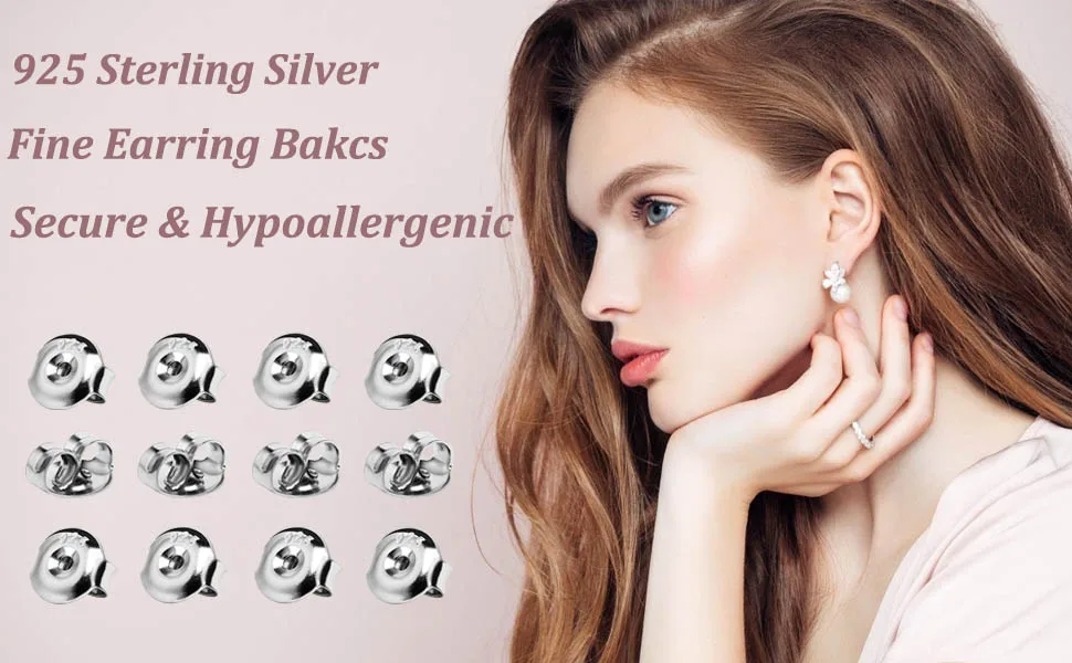 DELECOE 14K Gold Plated Earring Backs Replacements, 925 Sterling Silver Hypoallergenic Secure Gold Earring Backs Locking for Studs Earrings multicolored - earring backs