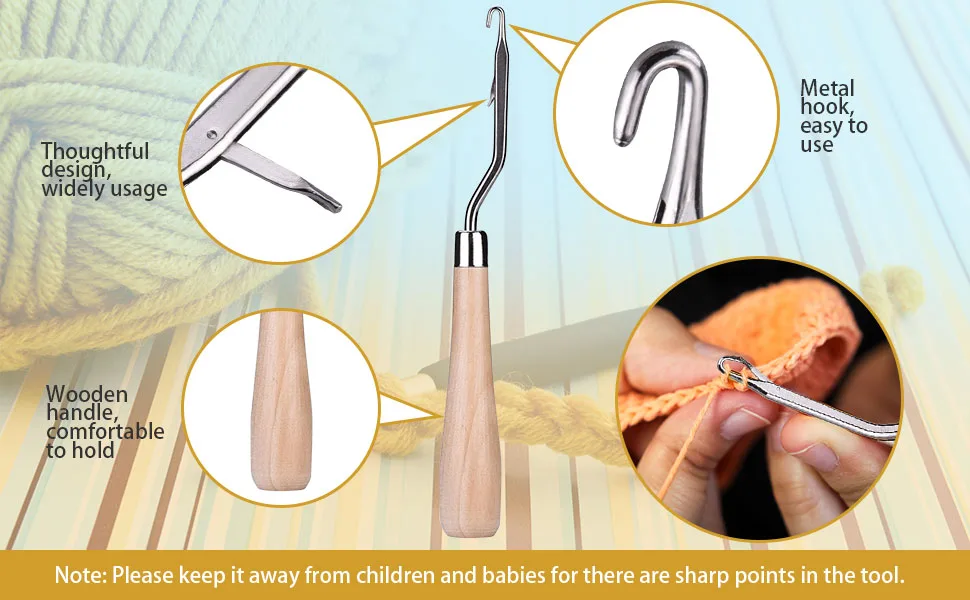 eBoot 6.5 Inch Wooden Bent Latch Hook Tool, Set of 3 - product information 2