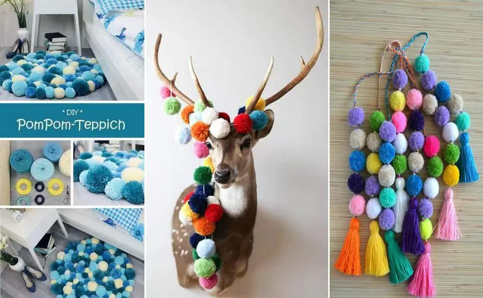 Pompom Maker, EFly 4 Pcs Different Sizes Pom-pom Maker Fluff Ball Weaver Needle Craft DIY Wool Knitting Craft Tool Set for Kids and Adult - Pom Pom Maker