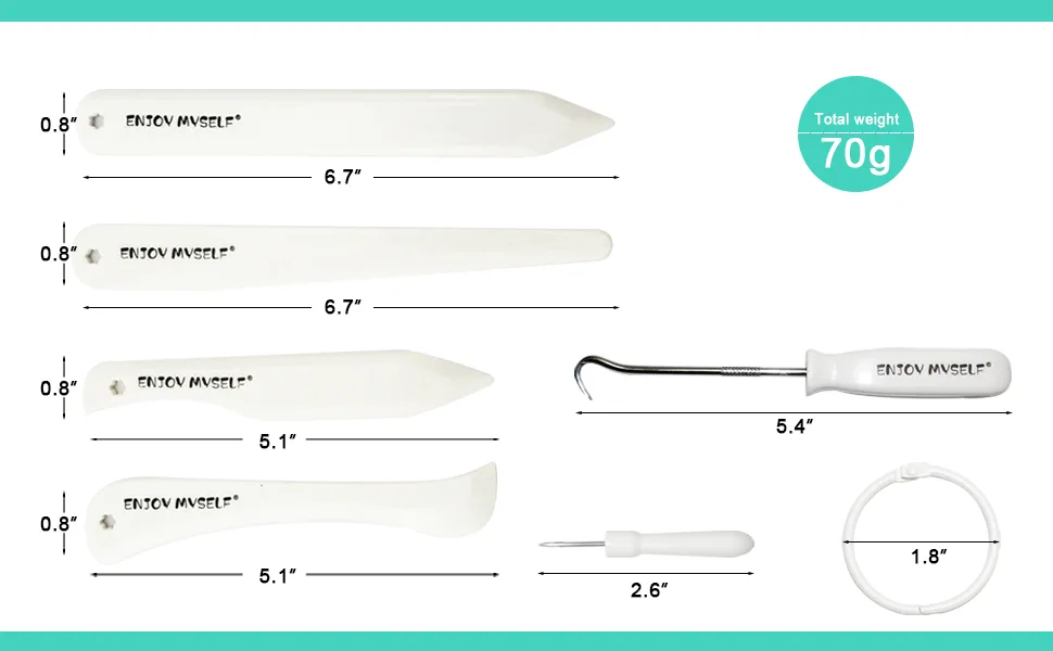 Enjoy Myself 7pcs Bone Folder and Scoring Tool, Paper Folding Tool, Bone Origami Creaser for Scrapbooking Card Making - Size