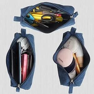 Enyuwlcm Heavy Canvas Stationery Portable Simple Pencil Bag and Practical Durable Compact Zipper Pencil Case 1 Pack Blue - product information 7