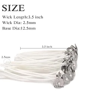 EricX Light 100 Piece Cotton Candle Wick,3.5" Pre-Waxed & Cotton Core,for Candle Making,Candle DIY - product information 3