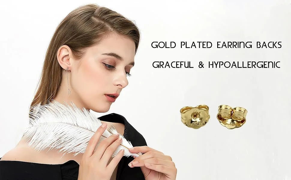 Orgrimmar 14K Gold Earring Backs Yellow Ear Locking for Stud Ear Rings (3 Pairs) - 14k gold earring backs