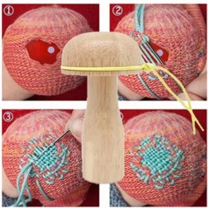 EYANKUNG Darning Mushroom Cute Wooden Sewing Tool Repair Make Mending with Sewing Needles Set Blunt Aluminum Bent Tip Tapestry Needles - Cute Wooden Darning Sewing Tool