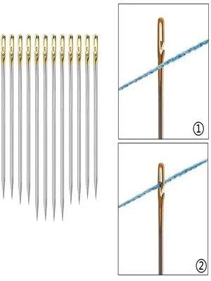Fbshicung 32pcs Sewing Needle Set,24 Pieces Self Threading Needles Easy Threading Needles and 6 Pieces Large-Eye Hand Sewing Needles with 2 Pieces Wooden Needle Case - product information 5