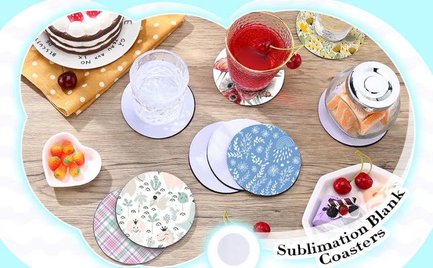 Round Sublimation Blank Coasters Circle Sublimation Blank Cup Mat Sublimation Heat Transfer Rubber Coaster Heat Press Cup Coaster Blank, 4 Inches (16 Pieces) - product information 2