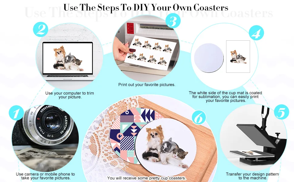 Round Sublimation Blank Coasters Circle Sublimation Blank Cup Mat Sublimation Heat Transfer Rubber Coaster Heat Press Cup Coaster Blank, 4 Inches (16 Pieces) - product information 6