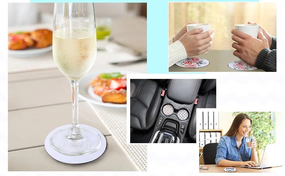 Round Sublimation Blank Coasters Circle Sublimation Blank Cup Mat Sublimation Heat Transfer Rubber Coaster Heat Press Cup Coaster Blank, 4 Inches (16 Pieces) - product information 7