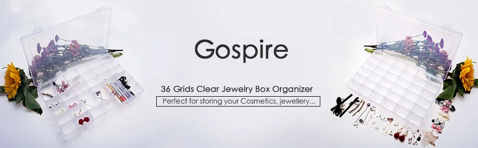 Gospire 36 Grids Clear Plastic Jewelry Box Organizer Storage Container with Removable Dividers (36 Grids - Clear) - product information 15