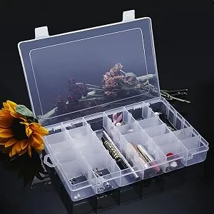 Gospire 36 Grids Clear Plastic Jewelry Box Organizer Storage Container with Removable Dividers (36 Grids - Clear) - product information 16