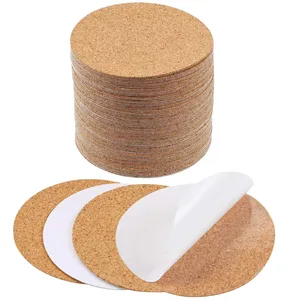 Self-Adhesive Cork Circle 40 PCS 4 Inch Diameter Cork Mats Cork Backing Sheets with Strong Adhesive-Backed for Coasters Wall Decor and DIY Crafts Round - WRITABLE