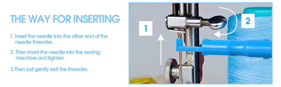 Hicarer 3 Pieces Sewing Needle Inserter Automatic Needle Threader Needle Threading Tool for Sewing Machine (Blue and White) - product information 4