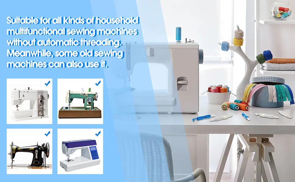 Hicarer 3 Pieces Sewing Needle Inserter Automatic Needle Threader Needle Threading Tool for Sewing Machine (Blue and White) - product information 5