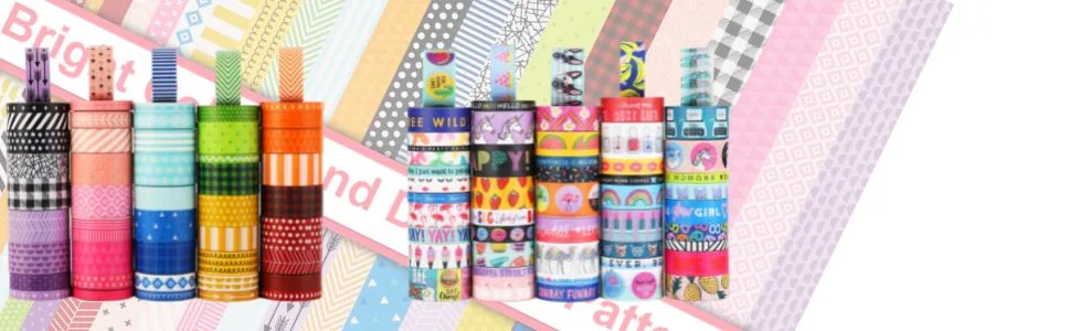 50 Rolls Washi Tape Set, Decorative Adhesive Tape for Scrapbook, Arts & Crafts, Journals, and Planners, Each Rolls 5yd Total 250yd (Pink) - 50 Rolls Washi Tape Set