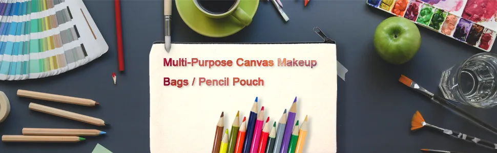 Legigo 10 Pack Blank DIY Craft Bag Canvas Pencil Case Blank Makeup Bags- Beige Canvas Pencil Pouch Bulk Canvas Cosmetic Bag Multi-Purpose Travel Toiletry Bag Canvas Zipper Bags (8.3  5 Inch) Beige 10 - product information 2