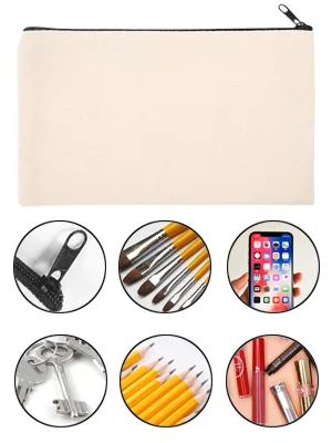 Legigo 10 Pack Blank DIY Craft Bag Canvas Pencil Case Blank Makeup Bags- Beige Canvas Pencil Pouch Bulk Canvas Cosmetic Bag Multi-Purpose Travel Toiletry Bag Canvas Zipper Bags (8.3  5 Inch) Beige 10 - product information 6