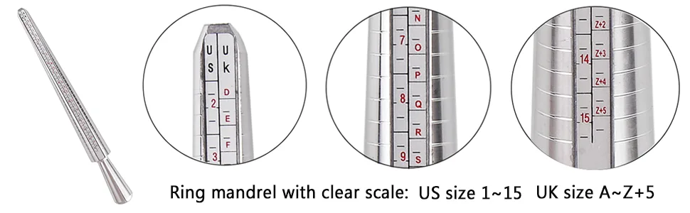Meowoo Ring Sizer Measuring Tool Set, Ring Gauges with Finger Sizer Mandrel Ring Sizer Tools for Jewelry Sizing Measuring - ring