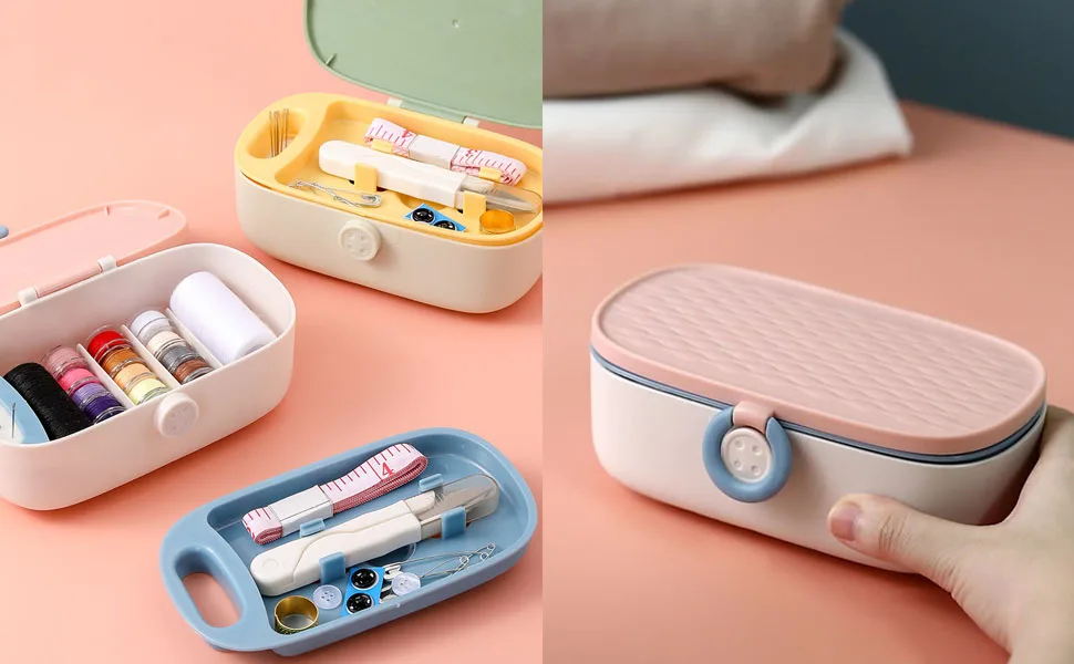 Missraza Sewing Kit, Portable Sewing Kit for Adults, Plastic Sewing Box Needle and Thread Kit Sewing Accesories and Supplies - sewing kit