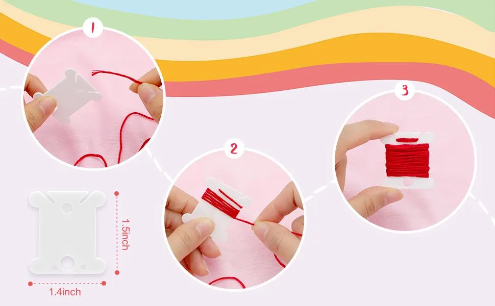 Embroidery Floss Bobbins, 128 Pcs Embroidery Floss Organizer, Plastic Embroidery Thread Cards for Cross Stitch Thread Holder Sewing Storage(White) - Steps