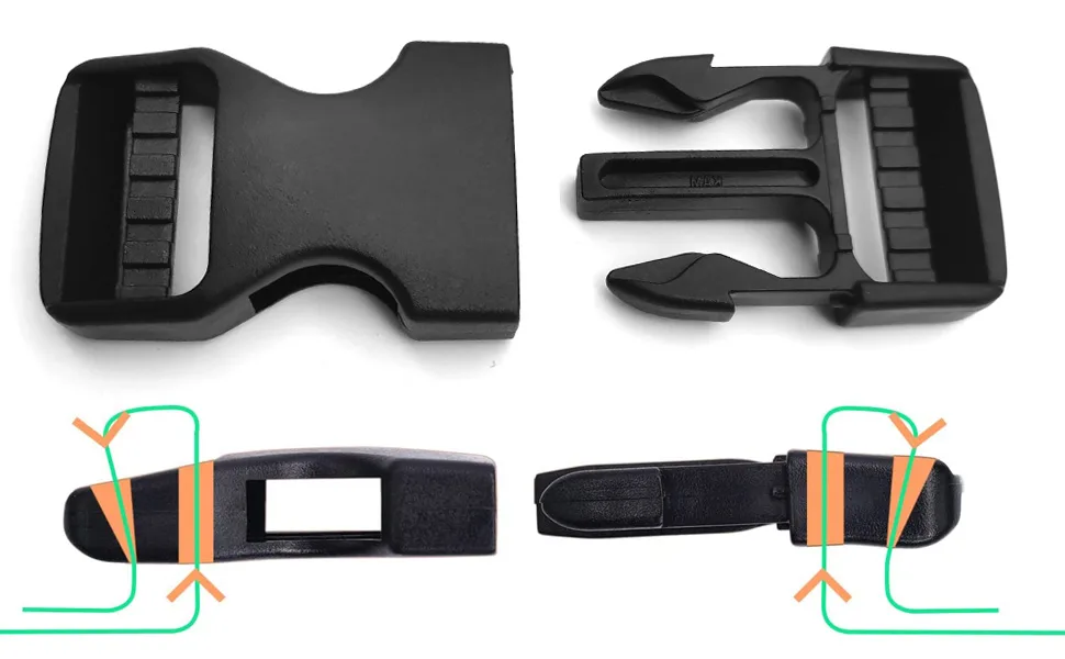 Buckle 1" Wide Inside, Quick Side Release Buckle for 1 inch/25mm Webbing Straps, Heavy Duty Plastic Buckles Dual Adjustable No Sewing Clips for Boat Cover Luggage Strap Pet Collar Backpack Replacement Black 2 Pack-s - Dual Adjustable No Sewing Clips Snaps