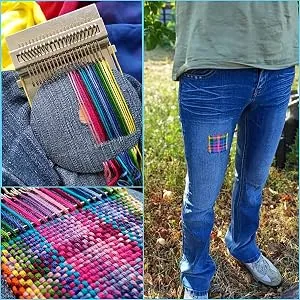 Small Loom Speedweve Type Weave Tool,darning Loom Quickly Mini Mending Convenient Darning Loom for Mending Jeans Socks Clothes Loom Machine Makes Beautiful Stitching DIY Weaving Arts (14 Hooks) - loom tool