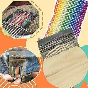 Small Loom Speedweve Type Weave Tool,darning Loom Quickly Mini Mending Convenient Darning Loom for Mending Jeans Socks Clothes Loom Machine Makes Beautiful Stitching DIY Weaving Arts (14 Hooks) - loom tool