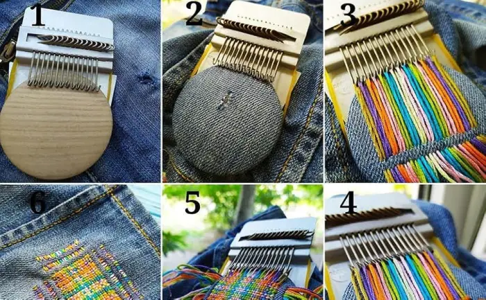 Small Loom Speedweve Type Weave Tool,darning Loom Quickly Mini Mending Convenient Darning Loom for Mending Jeans Socks Clothes Loom Machine Makes Beautiful Stitching DIY Weaving Arts (14 Hooks) - sewing tool