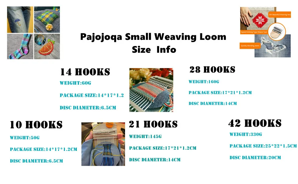 Small Loom Speedweve Type Weave Tool,darning Loom Quickly Mini Mending Convenient Darning Loom for Mending Jeans Socks Clothes Loom Machine Makes Beautiful Stitching DIY Weaving Arts (14 Hooks) - Small Weaving Loom