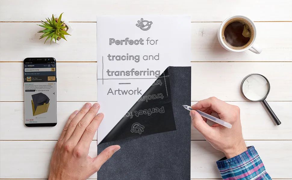 Paperzoid 30-Pack Carbon Paper for Tracing Patterns and Sketches, (8.5x11 Inches) A4 Size Black - Carob paper perfect for tracking and transferring artwork