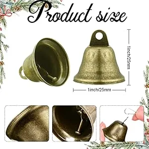 PPXMEEUDC 60 PCS 1 inch Vintage Bronze  Bells Mini Liberty Bells for Crafts Favor Decorating and Making Wind Chimes - product information 2