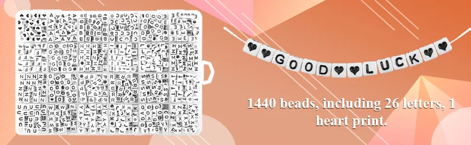 Quefe 1440pcs Acrylic Letter Beads White Cube Alphabet Beads Sorted Alphabet Beads for Jewelry Making, Bracelets, Necklaces, Key Chains (6 x 6mm) black&white cube - quefe