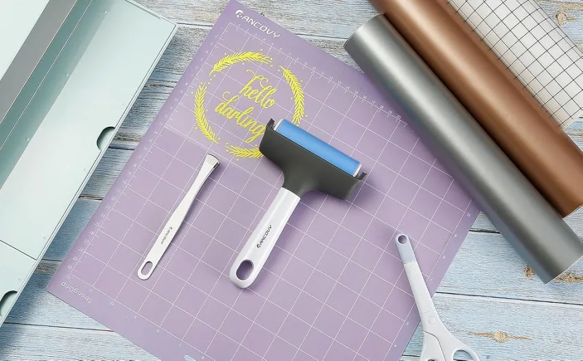 RANCOVY Brayer Roller & Mat Remover Tool Tweezers Set for Cricut/Silhouette/Brother and T-Shirts Heat Transfer Projects Printmaking - brayer roller