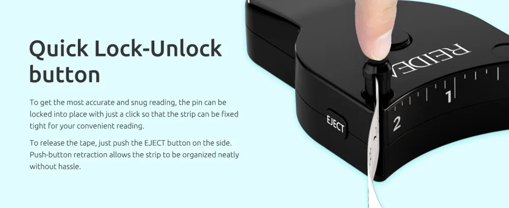 Body Tape Measure 60in with Clip-n-Lock & Eject (Pop Up Release) Button & Rebound Buckle, REIDEA M2 Upgraded Ergonomic and Portable Design, 60inch/150cm, Mint 1 Pack | Mint - REIDEA