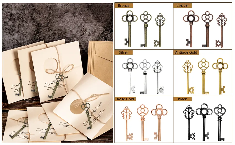 30PCS Assorted Antique Skeleton Keys, Vintage Steampunk Keys, Classic Collection (Copper) - MKH key