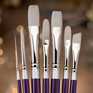 Silver Brush Limited 8806-3/8 Silver Silk 88 Silver Synthetic Angle Brush for Oil Paintings, Size 3/8, Long Handle 3/8 in - Silver Silk 88_Module 3