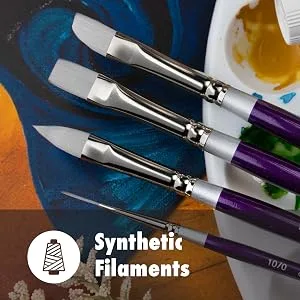 Silver Brush Limited 8806-3/8 Silver Silk 88 Silver Synthetic Angle Brush for Oil Paintings, Size 3/8, Long Handle 3/8 in - Silver Silk 88_Module 4-2