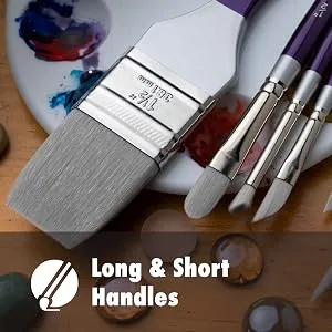 Silver Brush Limited 8806-3/8 Silver Silk 88 Silver Synthetic Angle Brush for Oil Paintings, Size 3/8, Long Handle 3/8 in - Silver Silk 88_Module 4-3