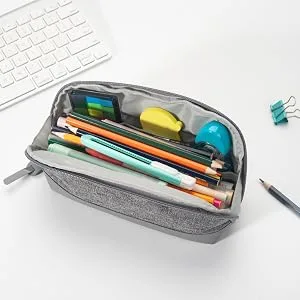 Sooez Wide-Opening Pencil Pen Case, Lightweight & Spacious Pencil Bag Pouch Box Organizer, Aesthetic Supply with Triangular Design for Adults, Grey - product information 22
